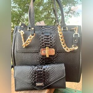 NWT HTF SET Caroline BLACK HARKNESS Satchel and Veronica Wallet